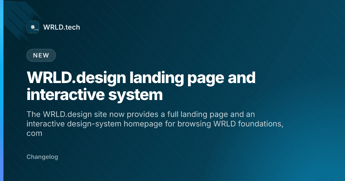 WRLD.design Startseite und interaktives System